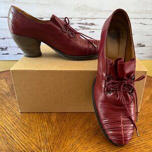 John Fluevog Mezzo Della Rouched Toe Red Oxfords